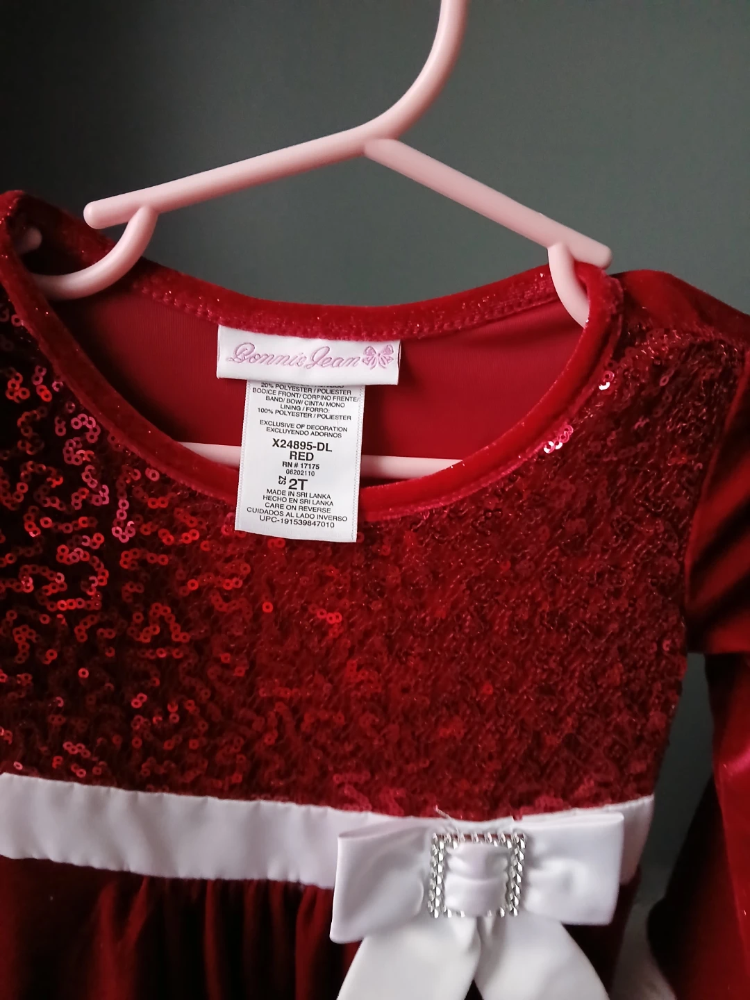 Bonnie Jean Red Velvet Christmas Dress - 2T - photo 2