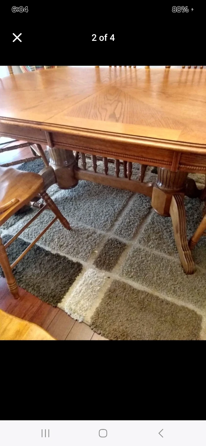 Oak  Dining Table with 6 Chairs and  expansion  lef - photo 4