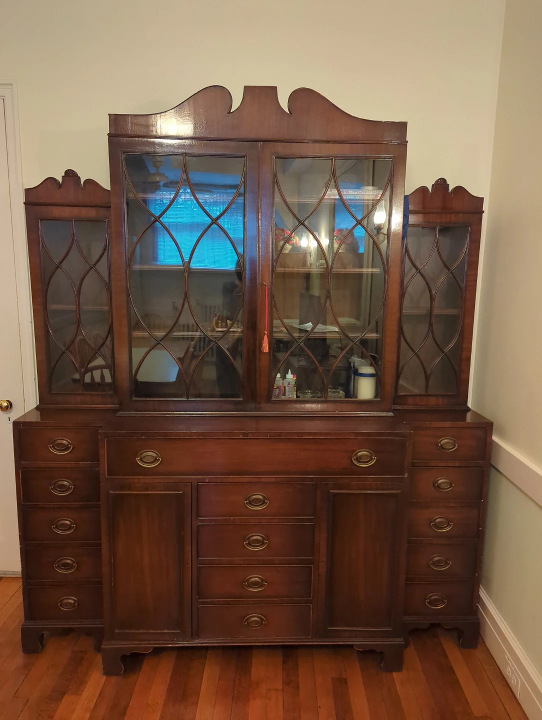 Antique China Cabinet - Brown Wood
