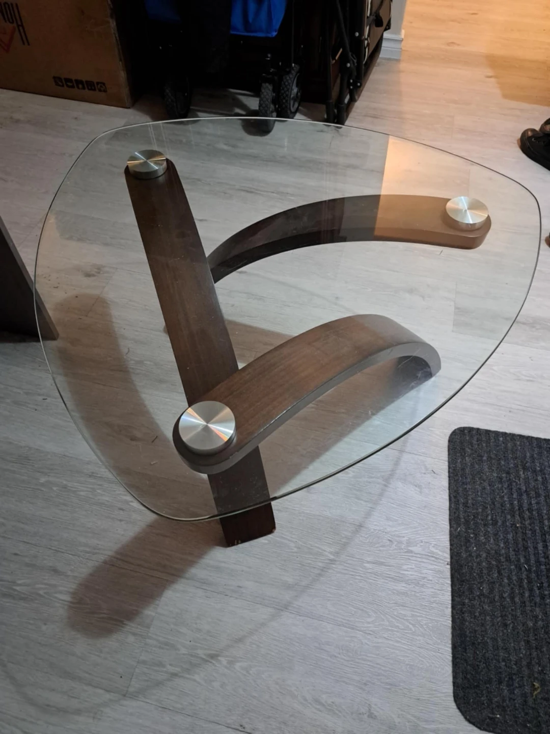 Glass Top Coffee Table with Wooden Base - photo 3