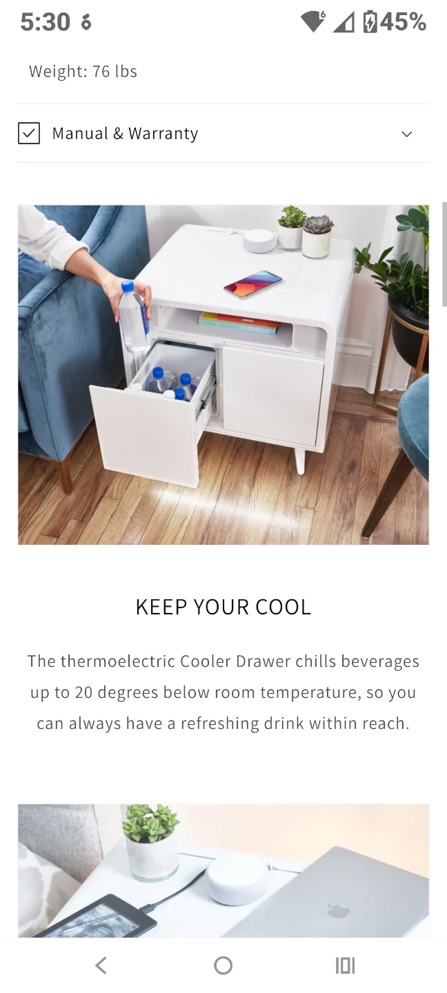 Sobro Smart Side Table - Cool Drawer & Wireless Charging - photo 3