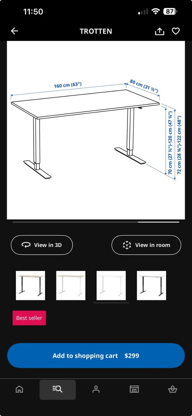 IKEA Trotten Sit/Stand Desk - Adjustable Height - photo 2