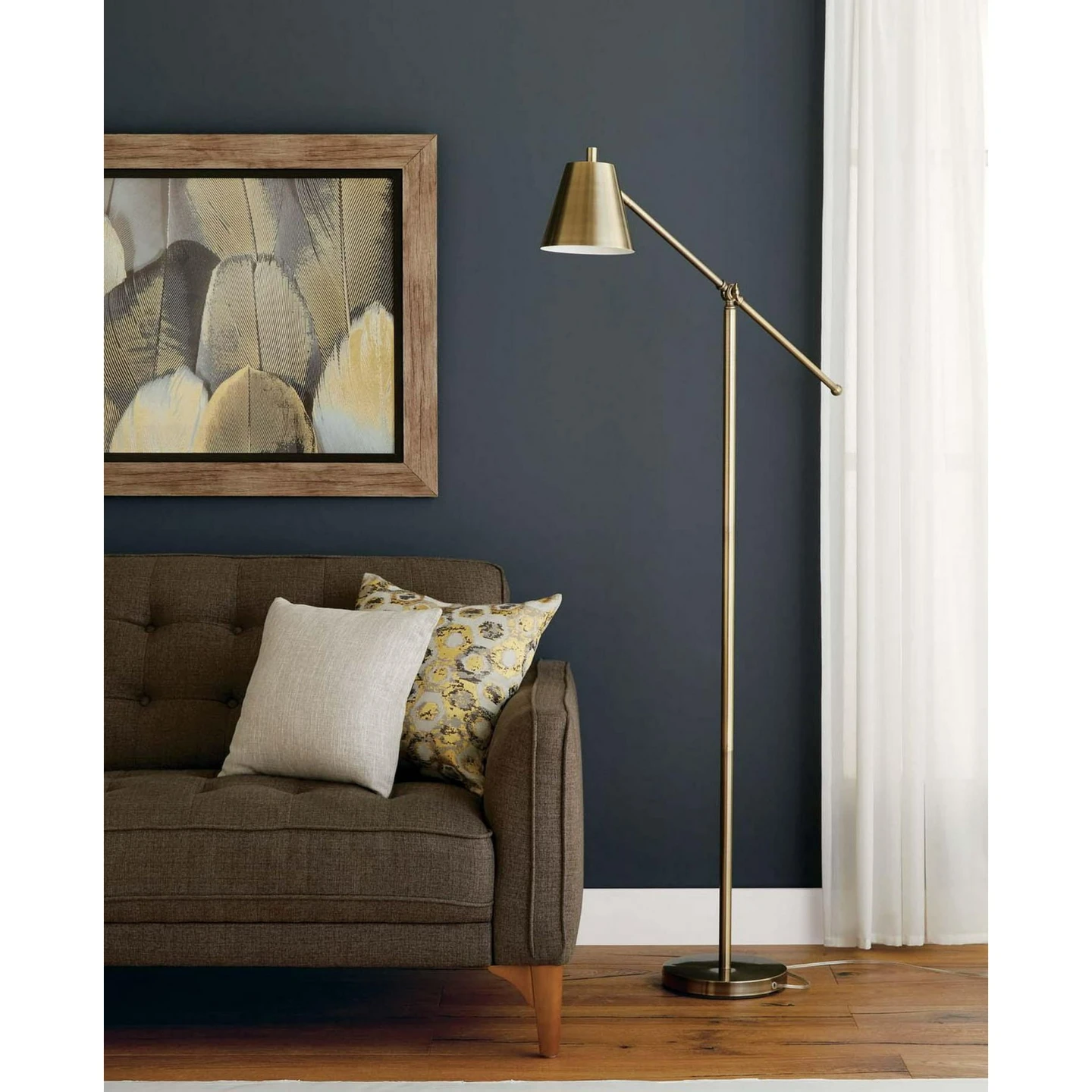 Adjustable Brass Finish Floor Lamp - photo 4