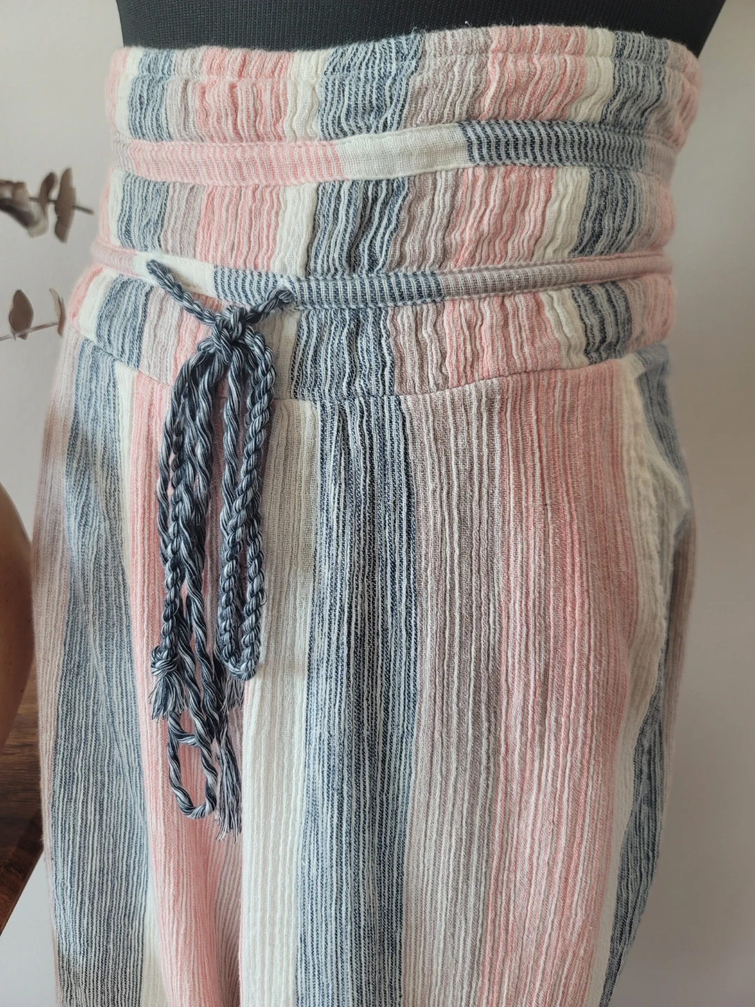 Free People Striped Wide Leg Pants Cotton Coastal Cottage Sz S - photo 4