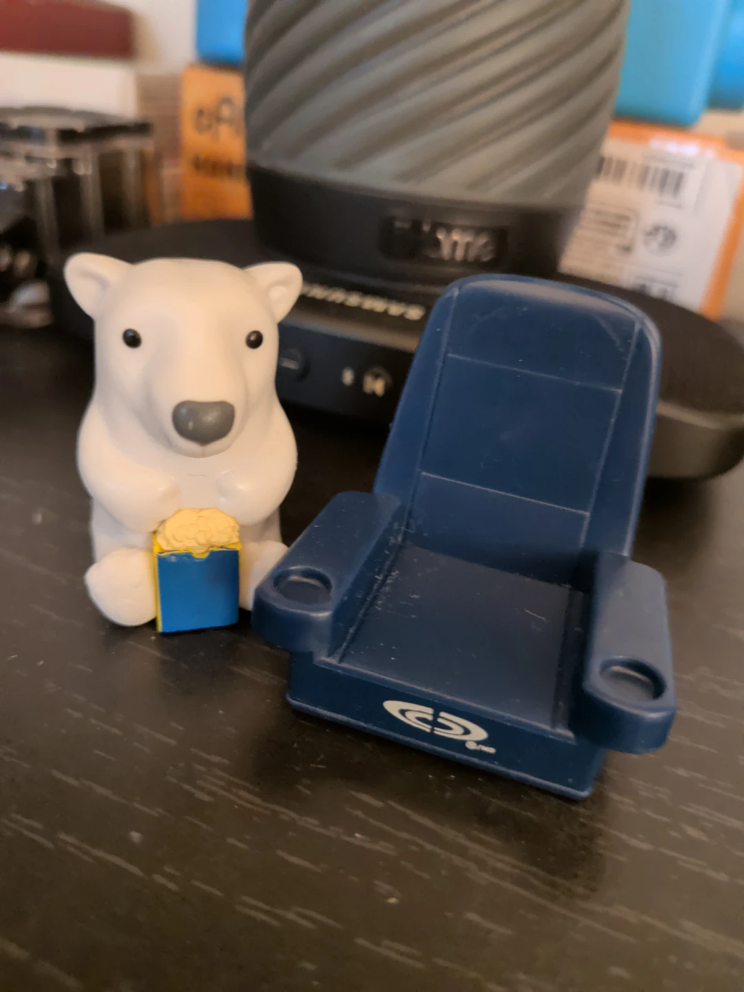 Polar Bear with Popcorn and Chair Figurine