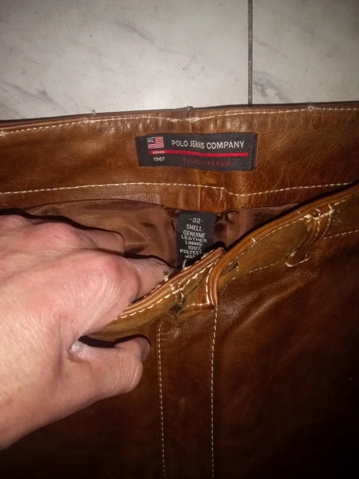 Awesome Super Rare Vintage Polo Jeans,100% Leather CargoSize 32 - photo 4