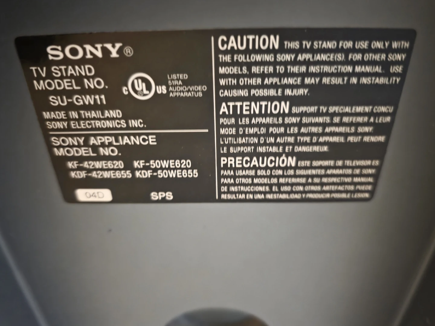 Sony SU-GW11 TV Stand - photo 2