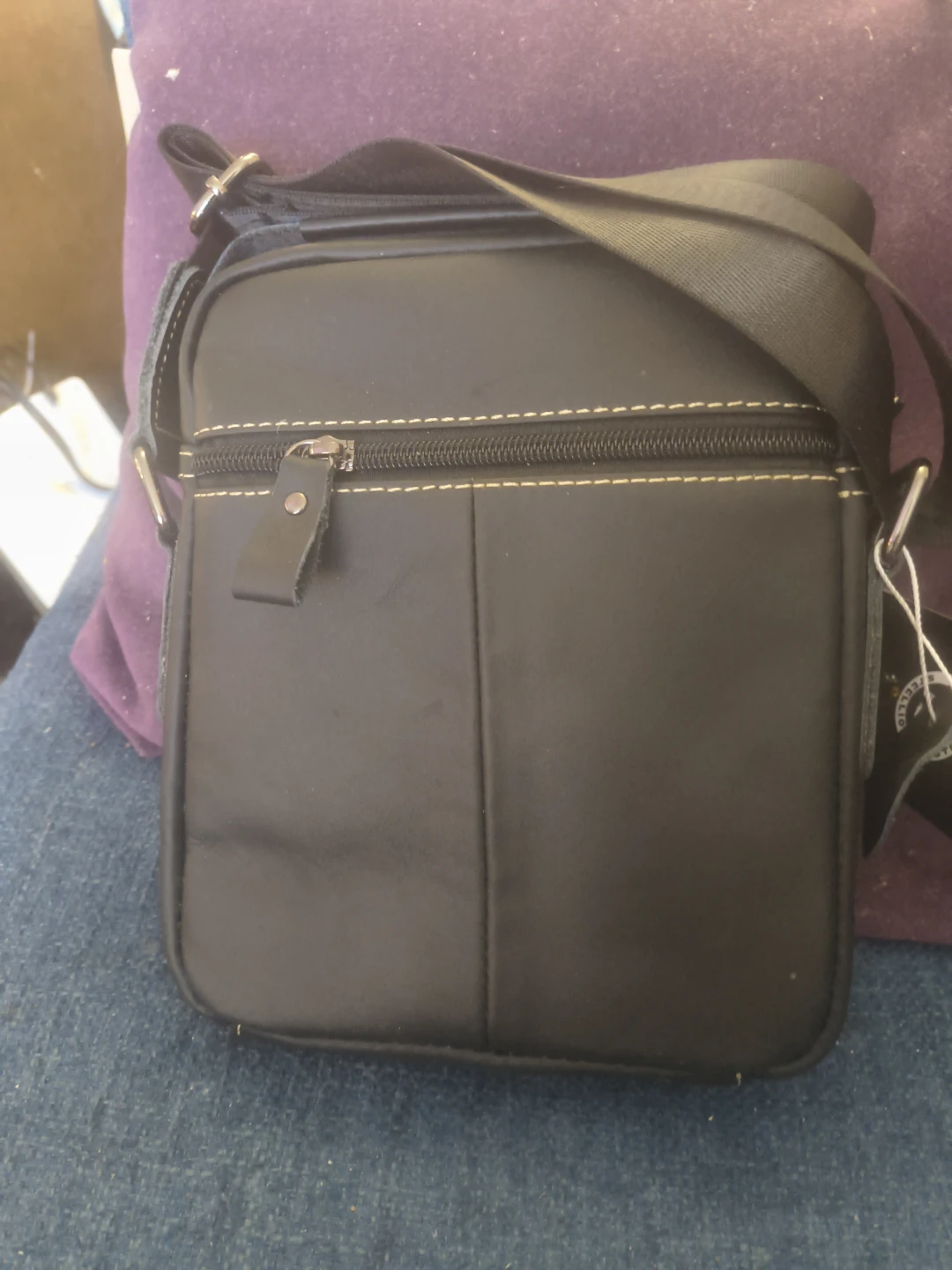 Black Leather Crossbody Bag with Lion Logo - photo 2