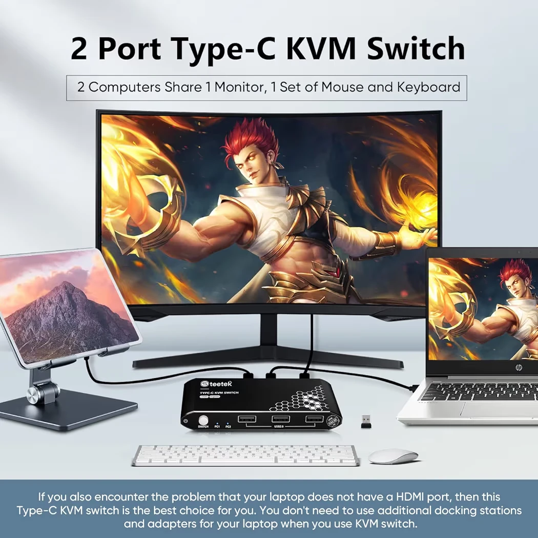 USB-C HDMI KVM Switch - Dual Computer, Single Monitor - photo 4