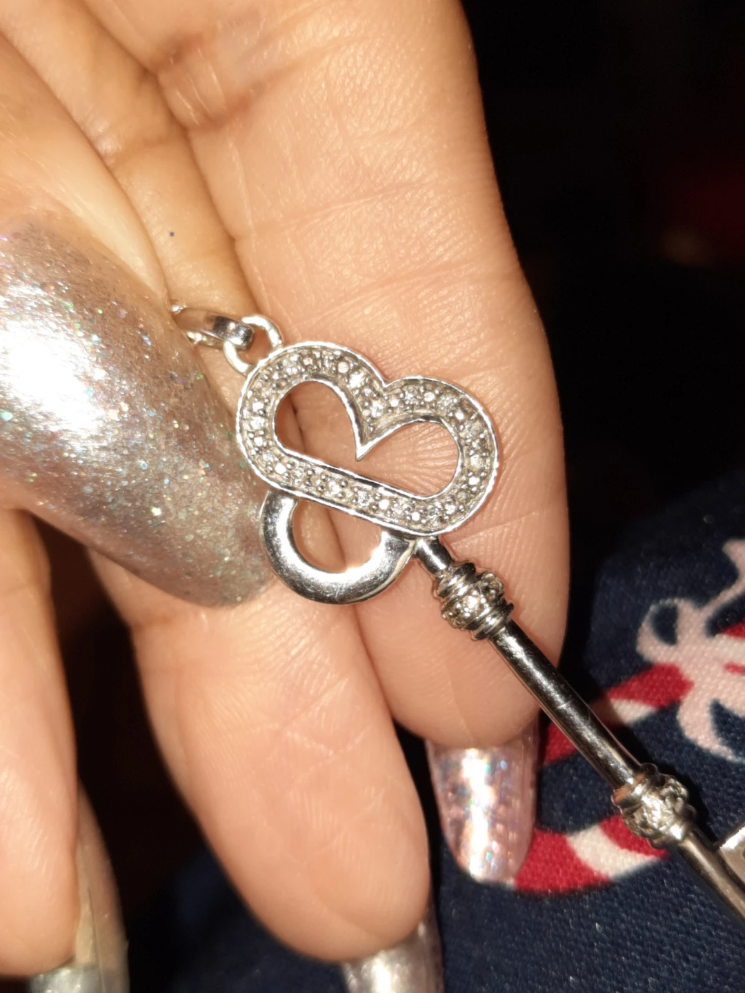 Real Diamonds 💎 Solid Sterling Silver Key Pendant - photo 3
