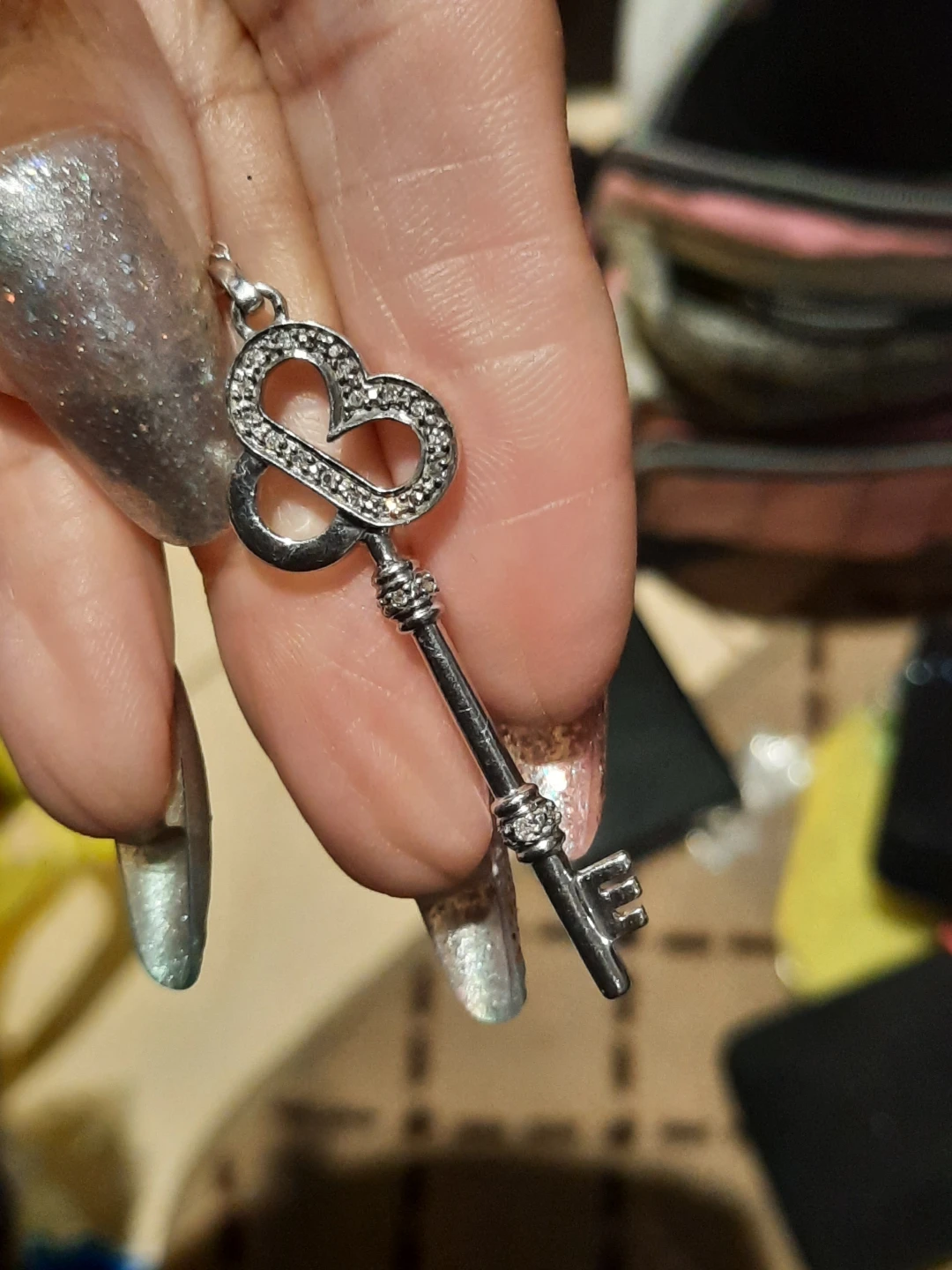 Real Diamonds 💎 Solid Sterling Silver Key Pendant - photo 4