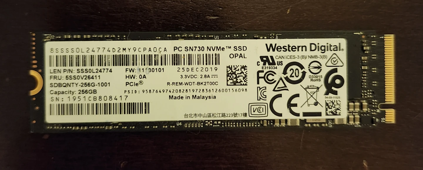 Western Digital PC SN730 NVMe SSD 256GB