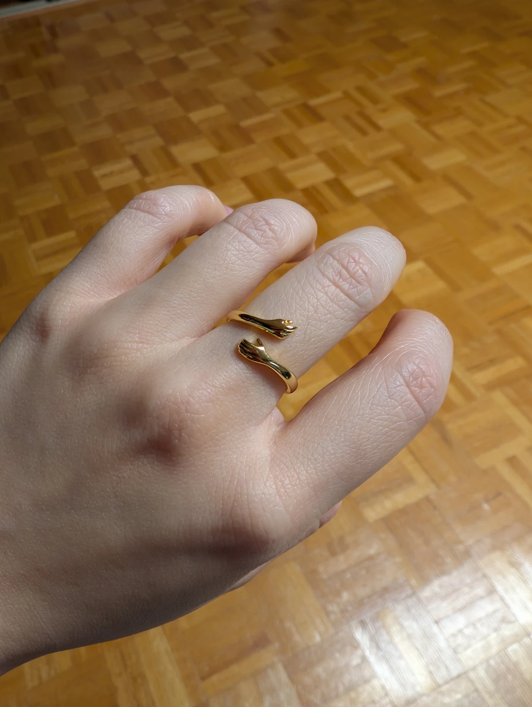 Gold-Plated 925 Sterling Silver Hug Ring - photo 2