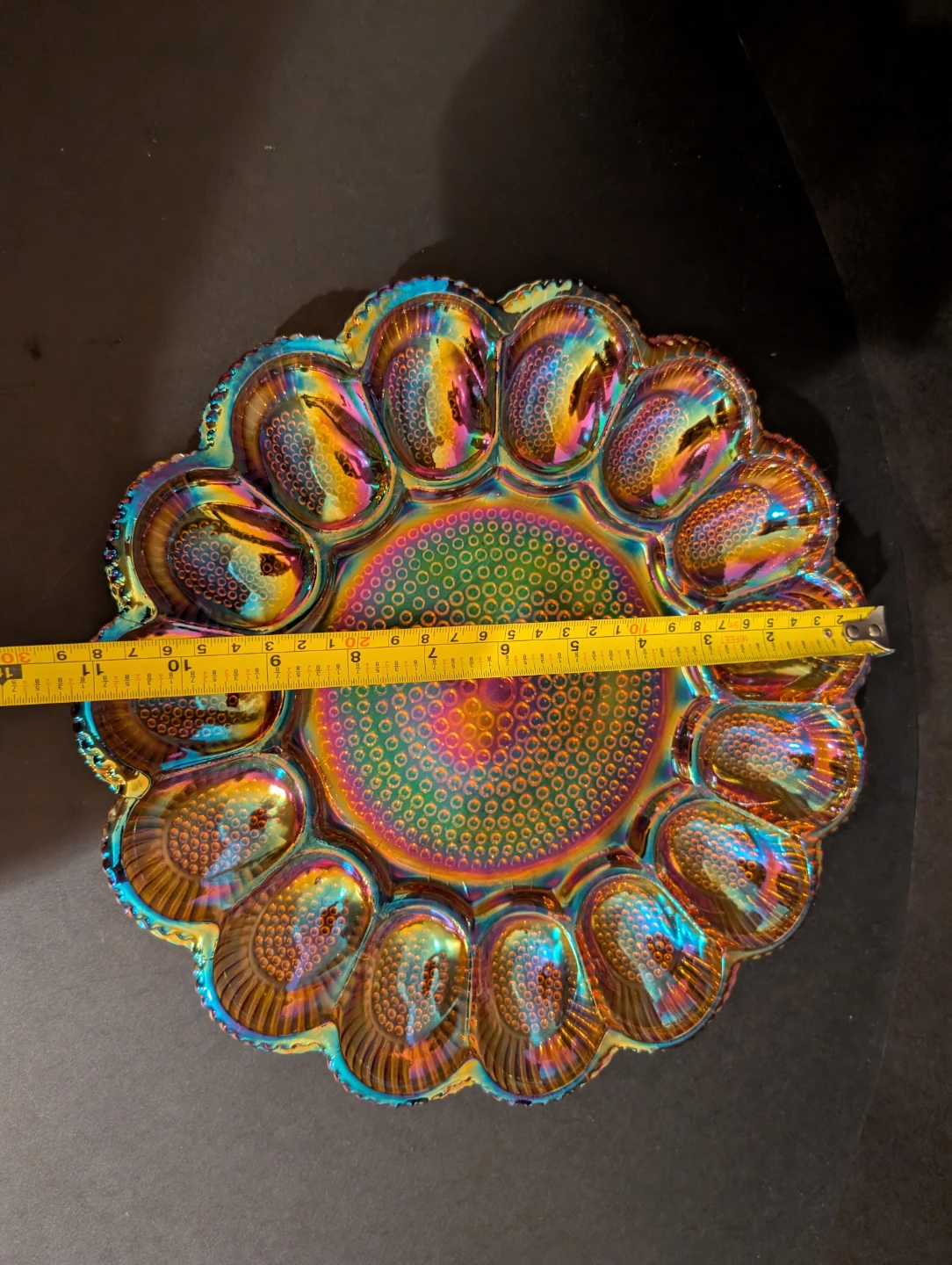 Vintage Carnival Indiana Glass Egg Plate hobnail pattern