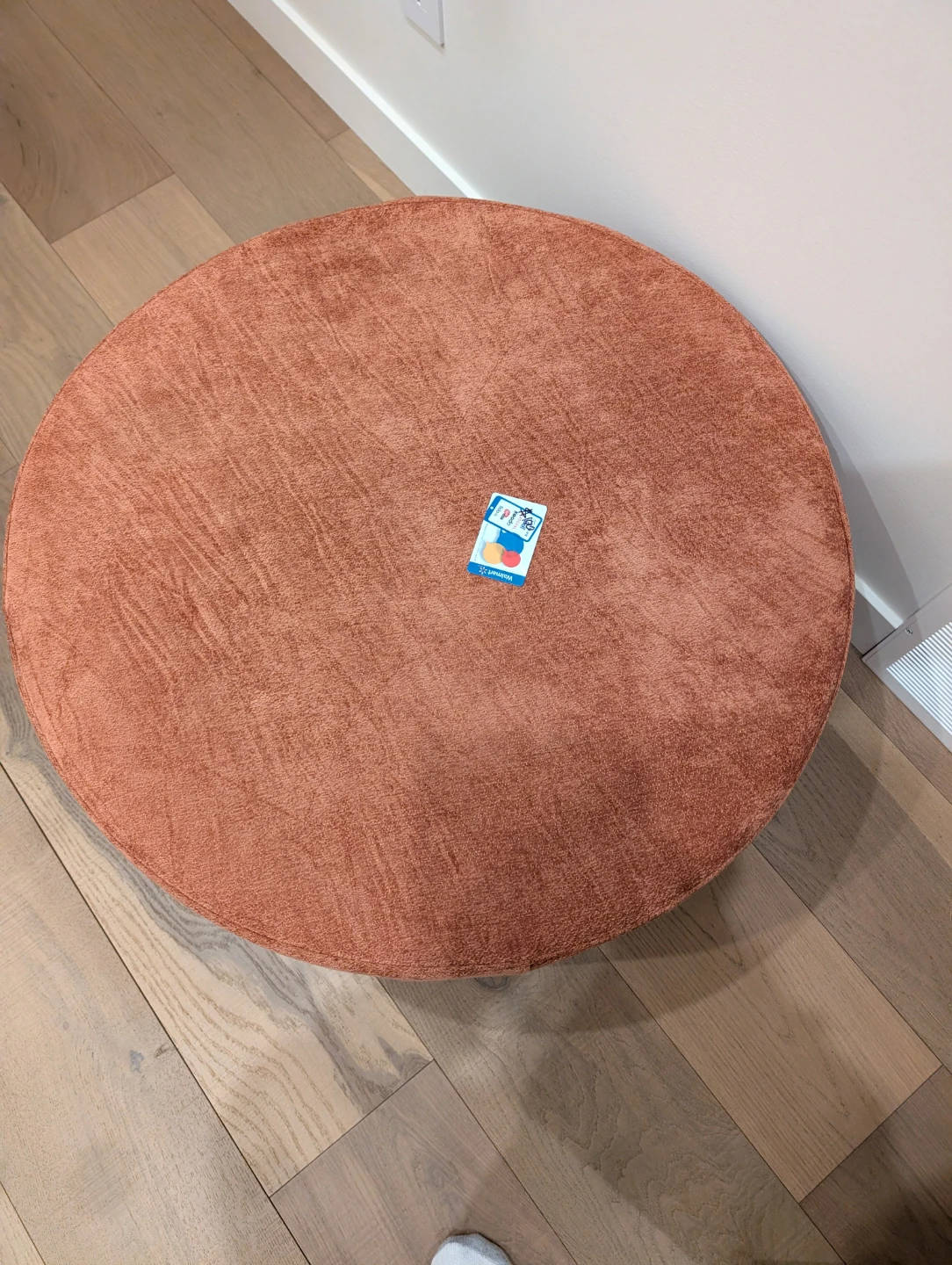 Round Velvet Ottoman - Coral Colour - photo 3