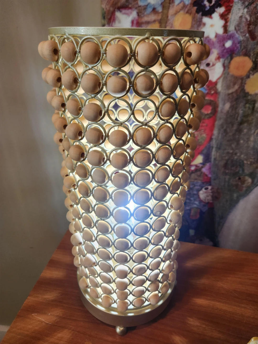 Decorative Wood Bead Table Lamp - photo 5