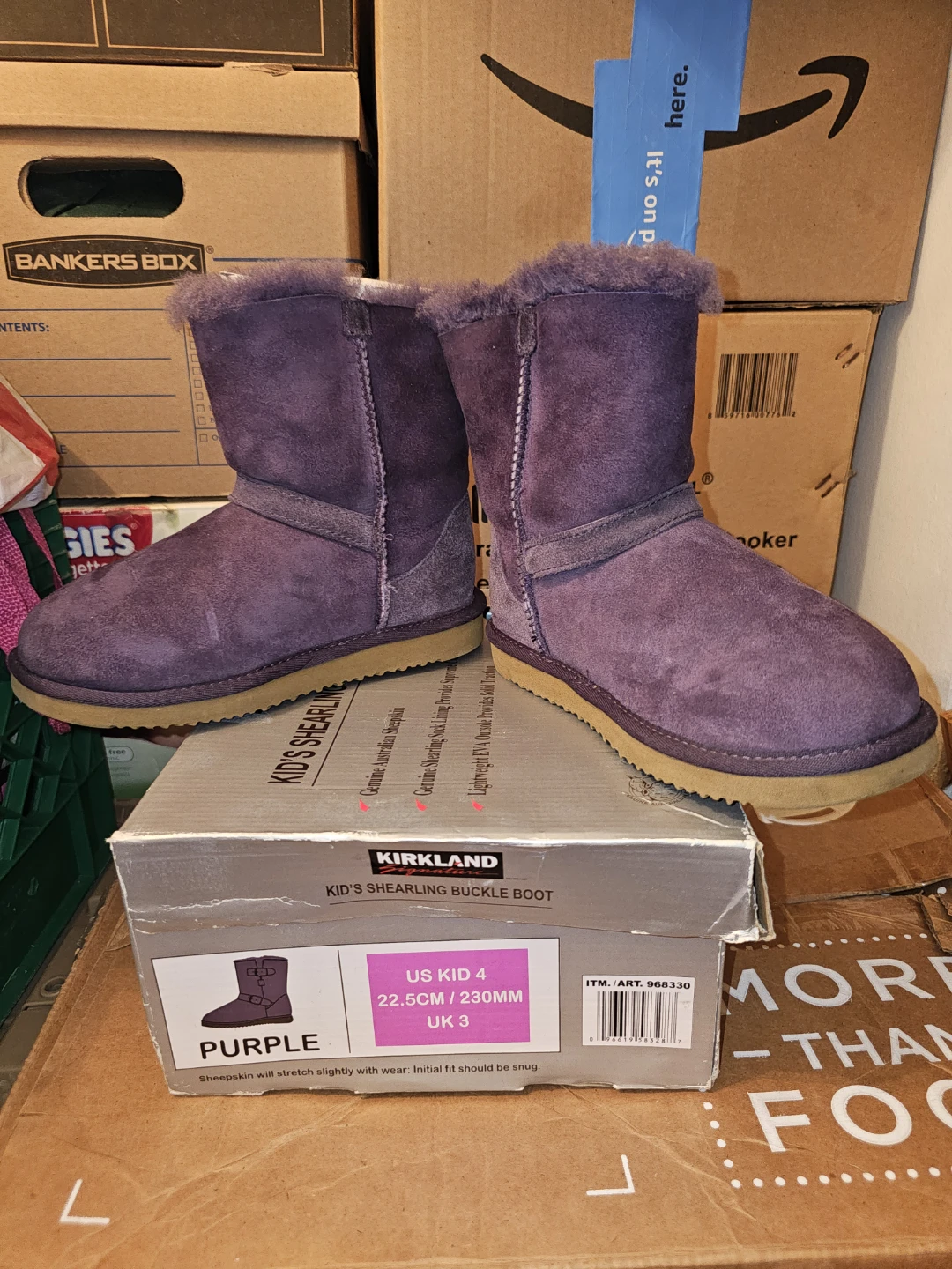 Kids' Purple Shearling Buckle Boots - photo 3