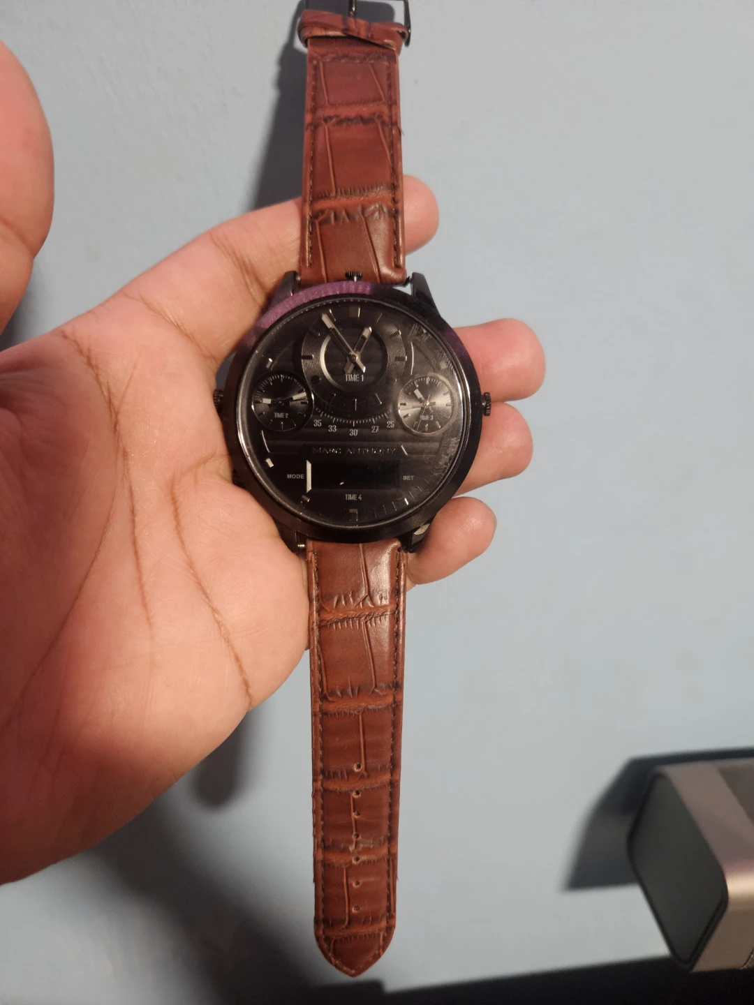 Marc Anthony Watch with Brown Leather-Like Band
