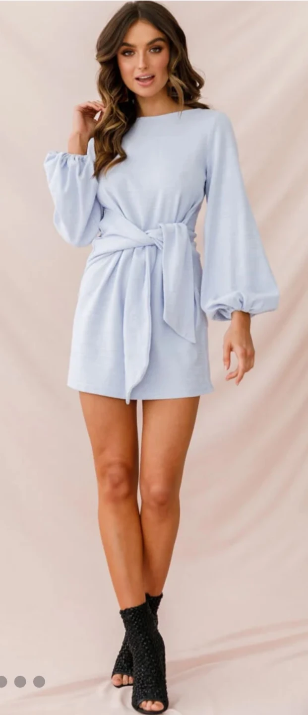 Light Blue Long Sleeve Mini Dress