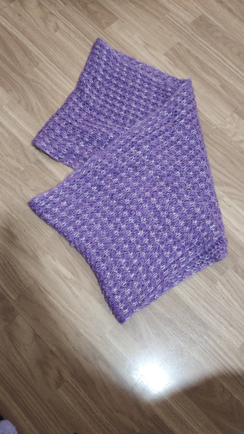 Purple Knit Scarf with Silver Thread