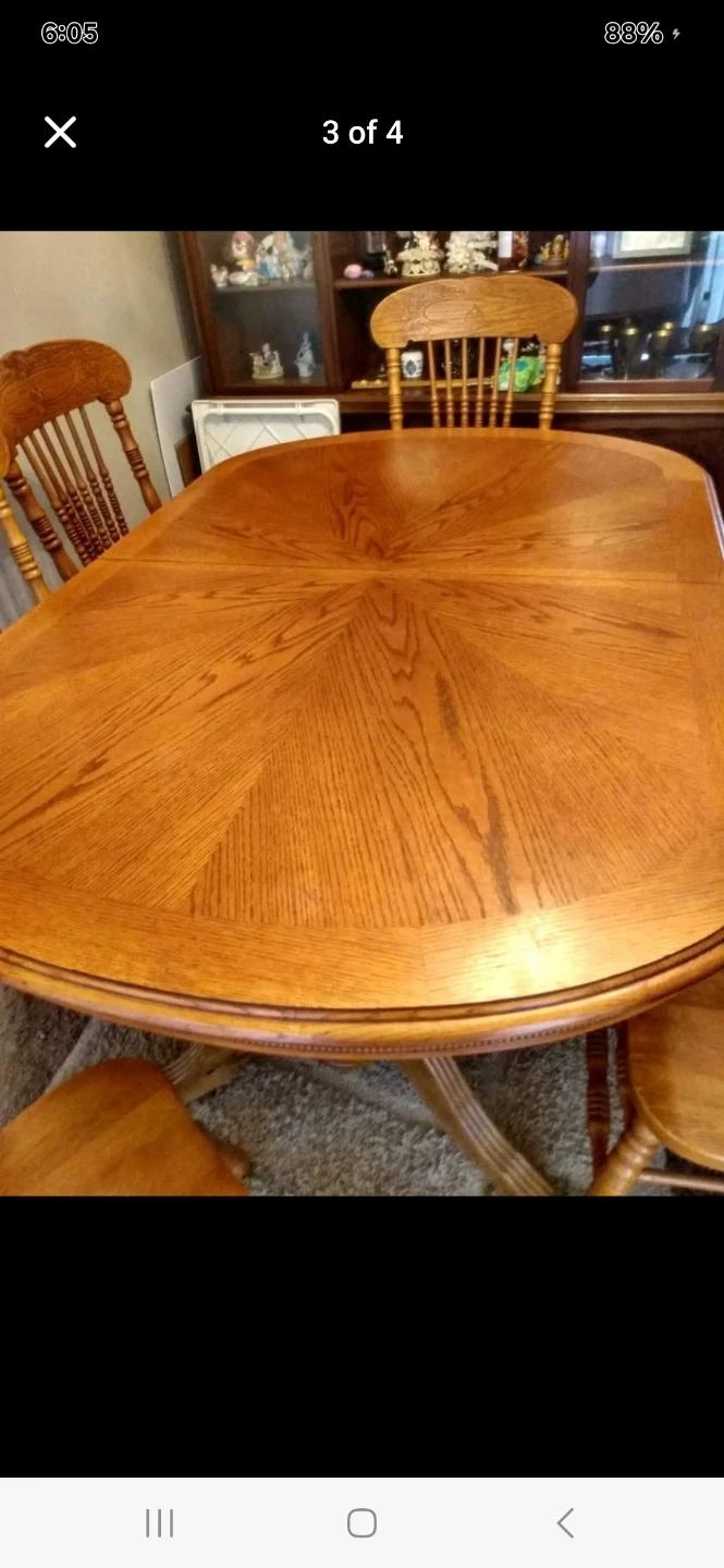 Oak  Dining Table with 6 Chairs and  expansion  lef - photo 2