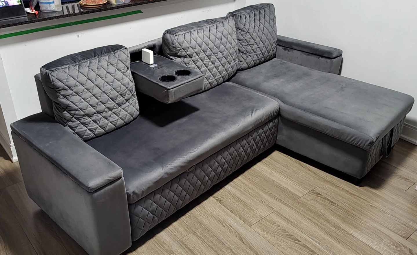 Grey Sectional Sofa with Storage - photo 5