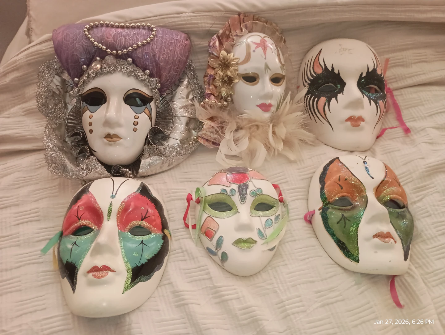Collection of 6 Decorative Venetian Masks
