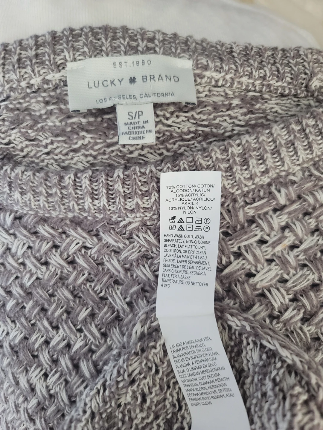 Lucky Brand Gray Weave Fringe Hem Sweater Crew Women's Size SP - photo 2