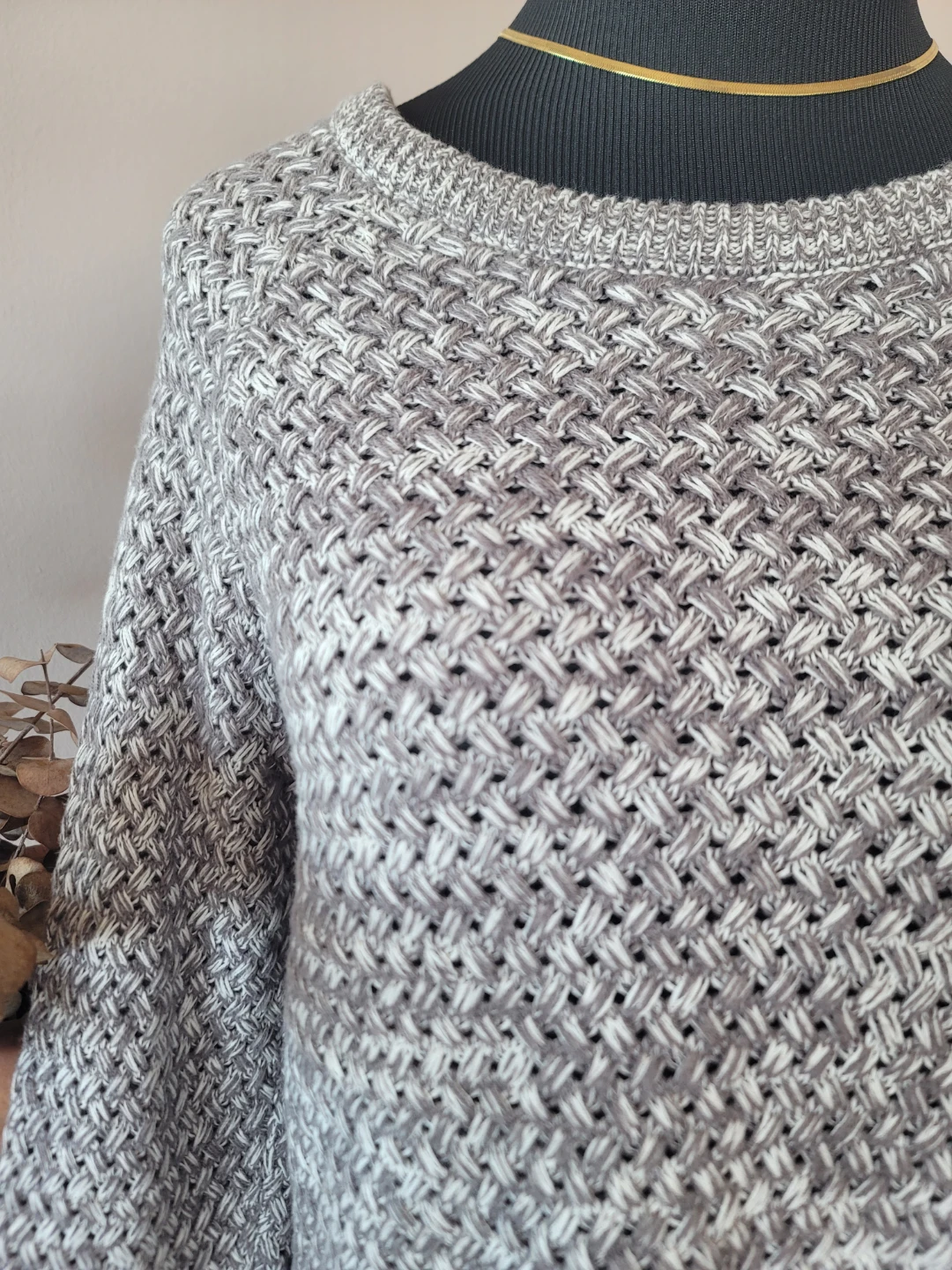 Lucky Brand Gray Weave Fringe Hem Sweater Crew Women's Size SP - photo 3
