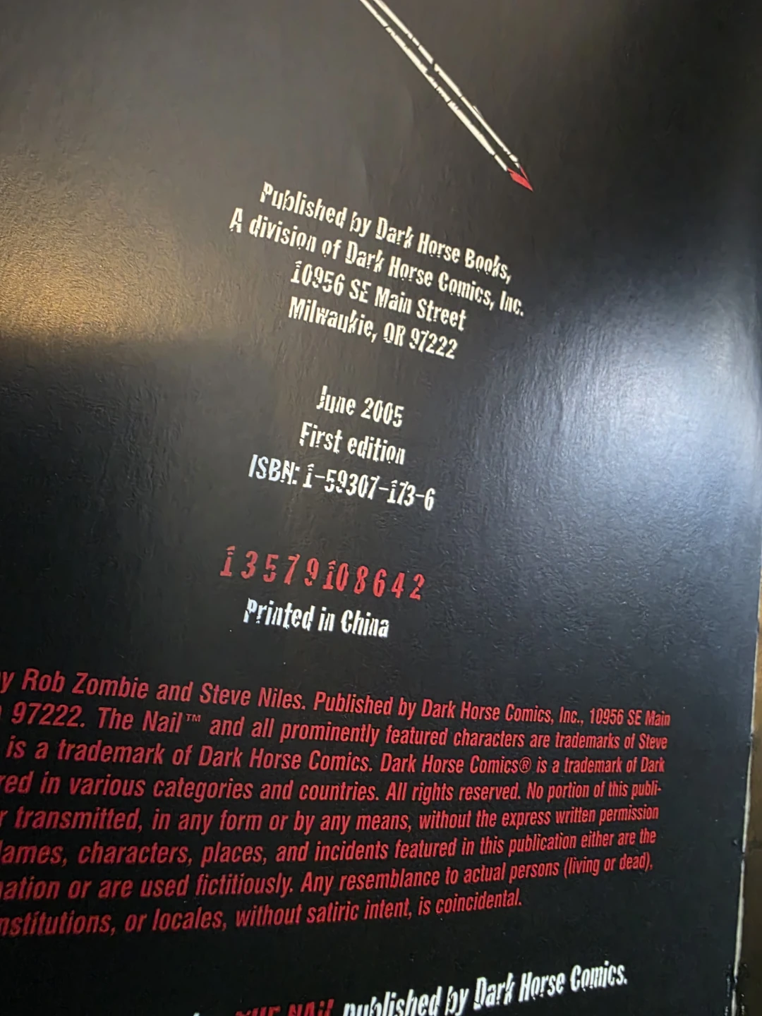 The Nail 2005 1st Edition Graphic Novel Rob Zombie Steve Niles - photo 4