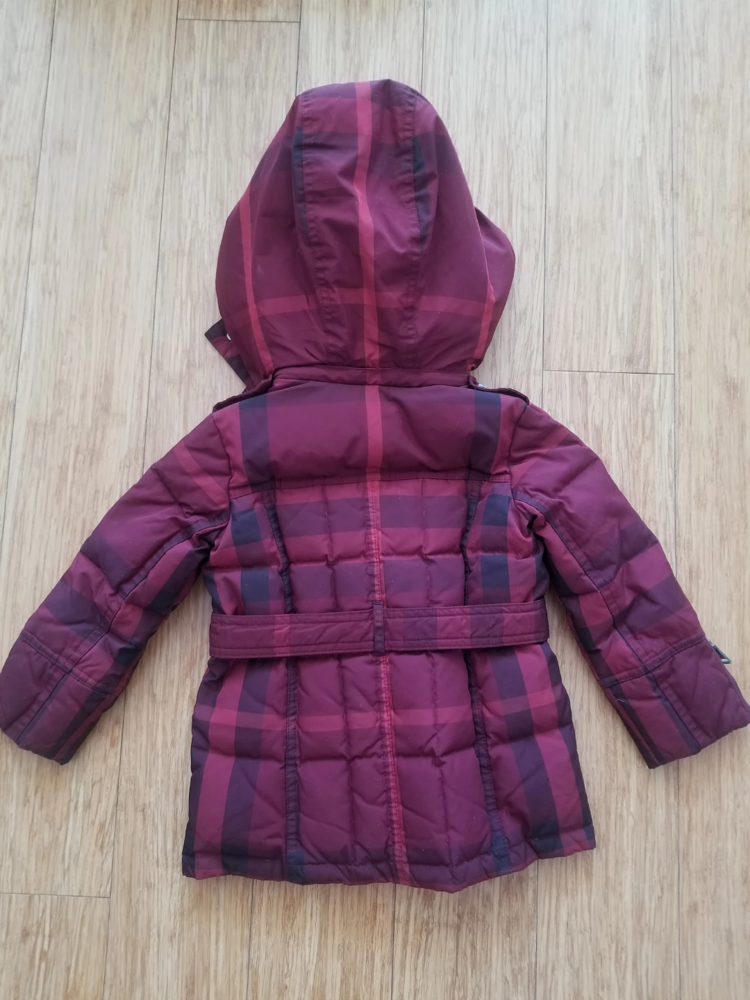Burberry Children's Plaid Puffer Jacket with Belt - photo 4