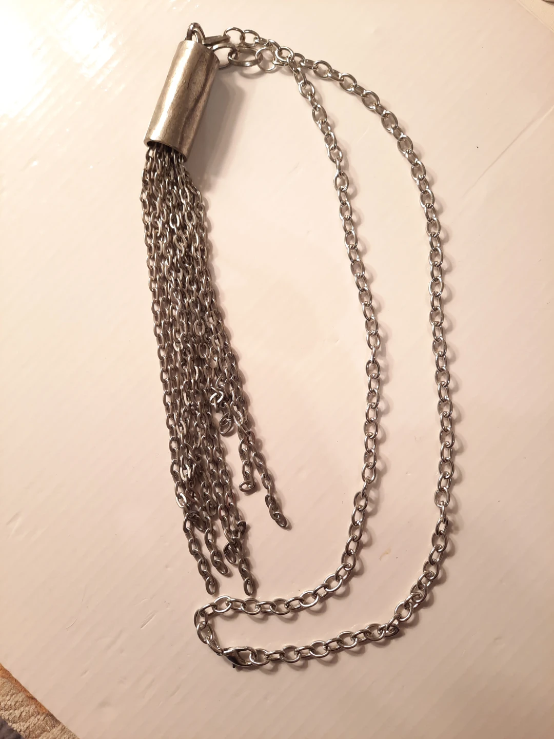 Silver-tone Tassel Pendant Necklace