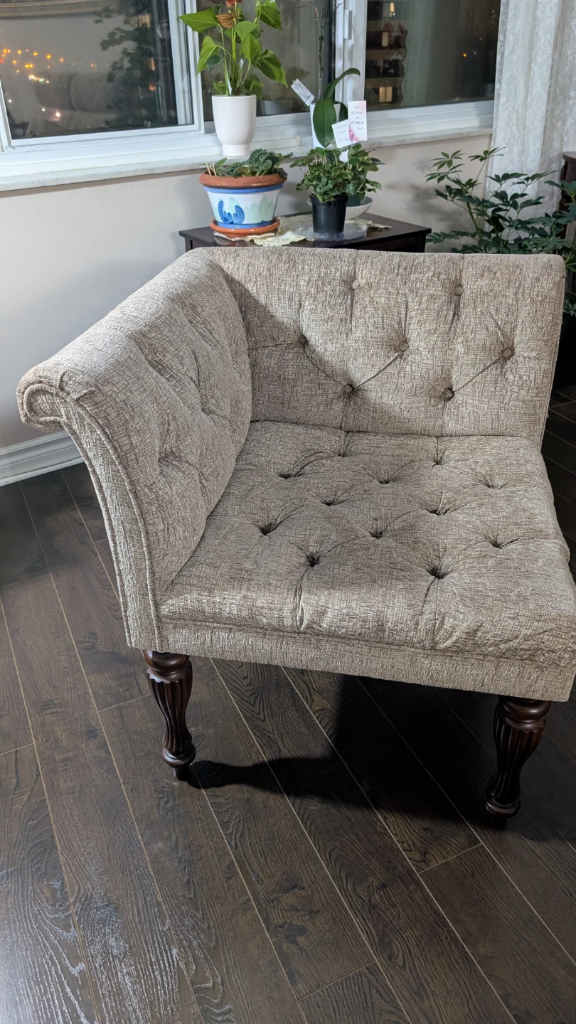 🥕 Tufted Corner Chair - Beige Fabric - photo 4