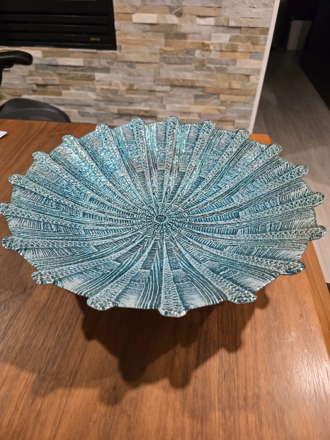 Decorative Teal Glass Bowl