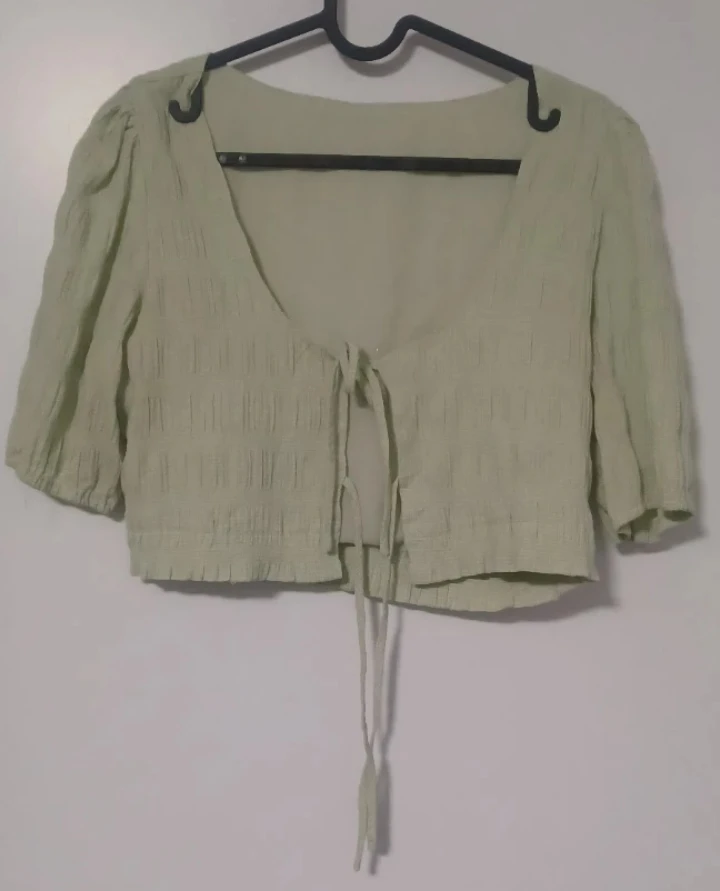 Green Tie-Front Crop Top - photo 2