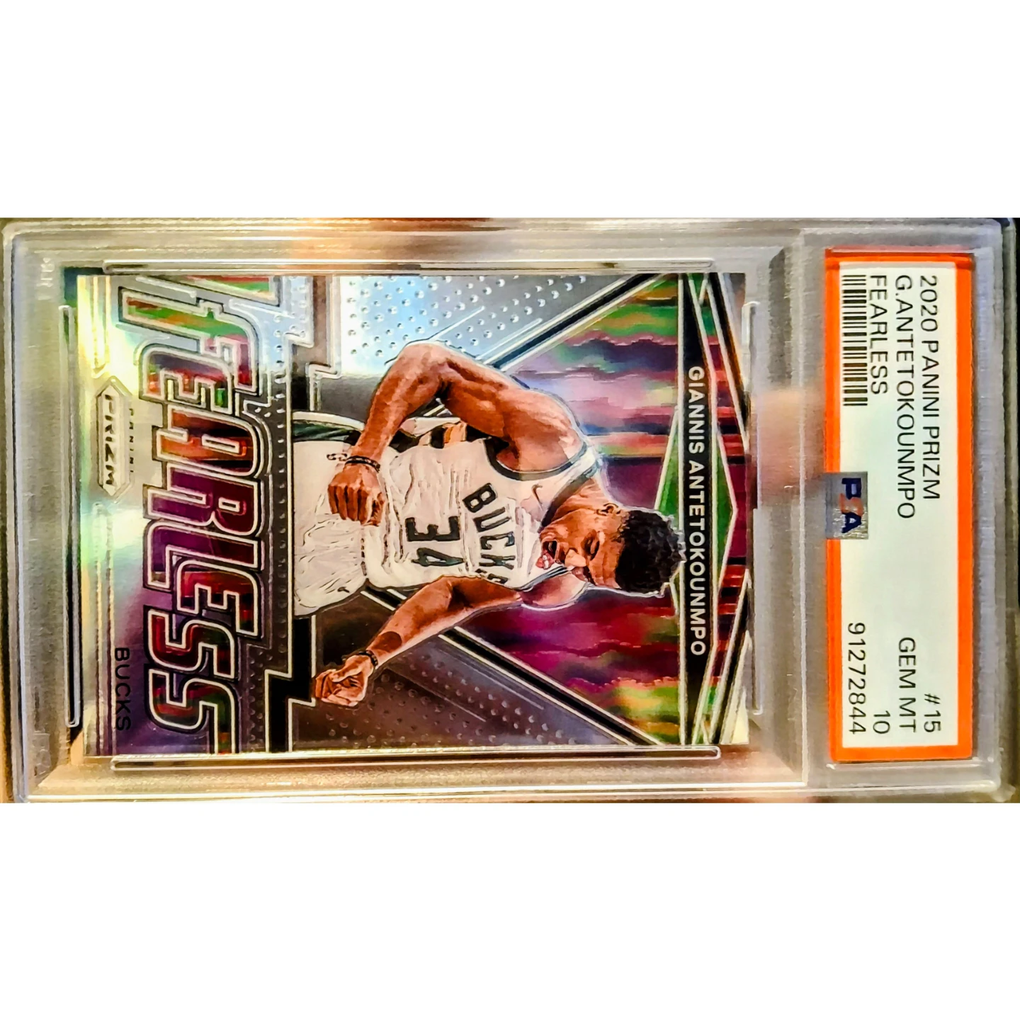 2020-21 Panini Prizm Fearless #15 Giannis Antetokounmpo PSA10 - photo 3