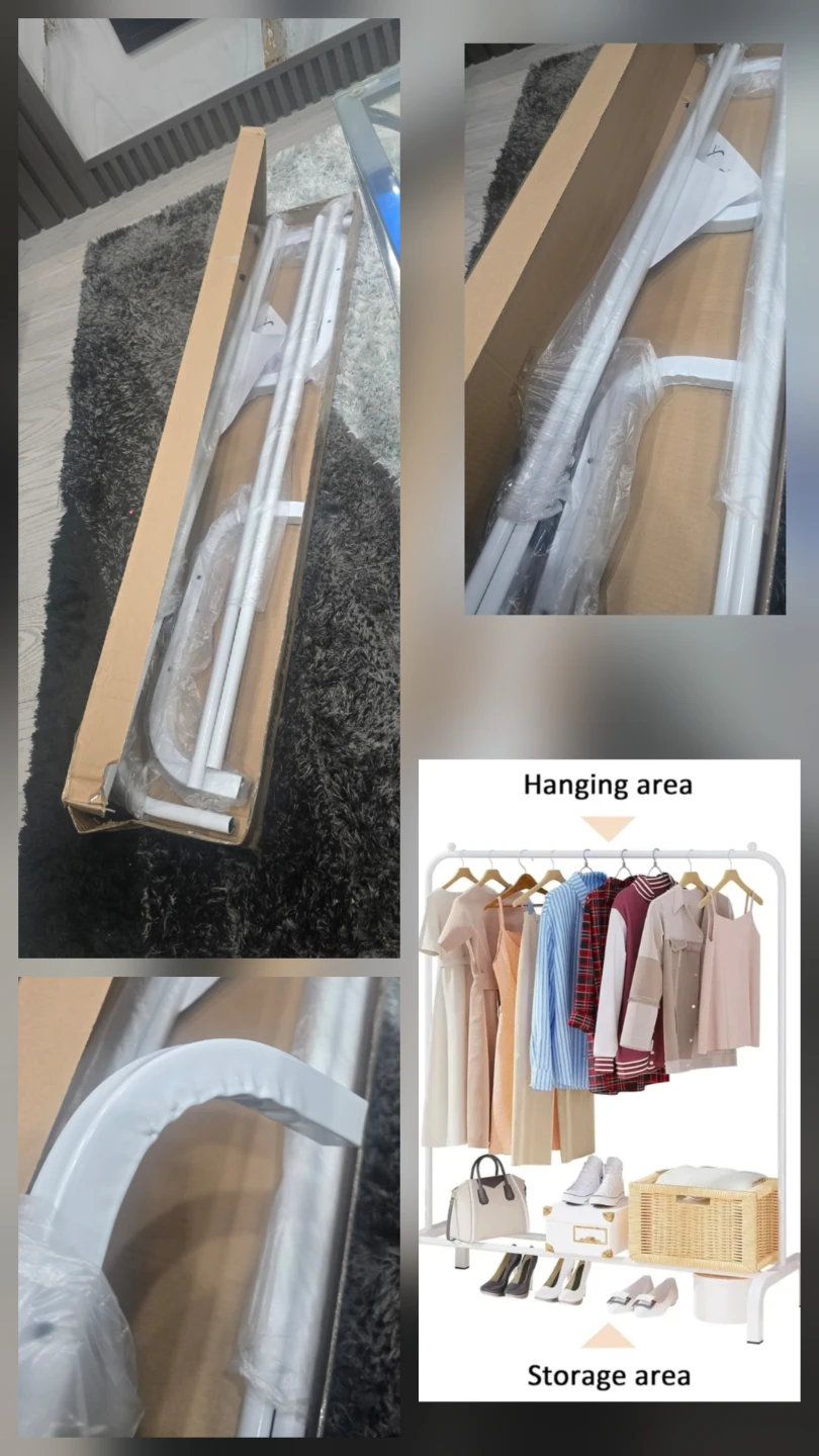 New White Metal Clothes Rack - 59in Tall