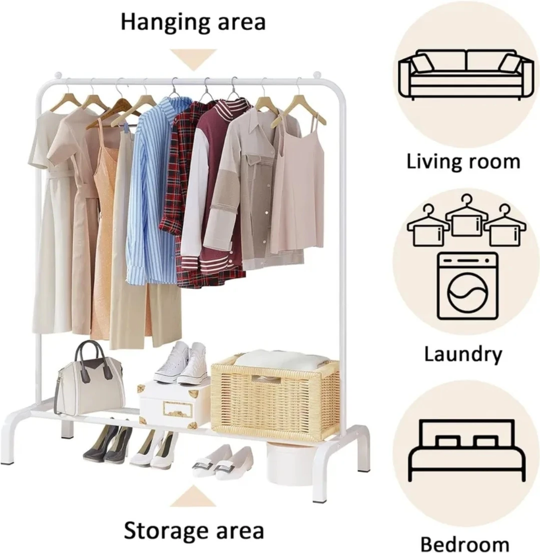 New White Metal Clothes Rack - 59in Tall - photo 5