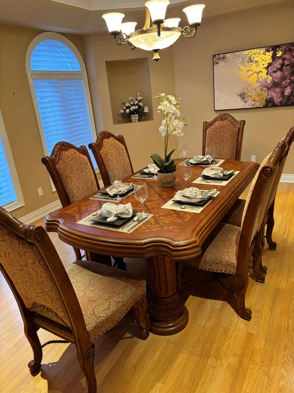 Michael Amini Monte Carlo Dining Table Set - Brown Finish