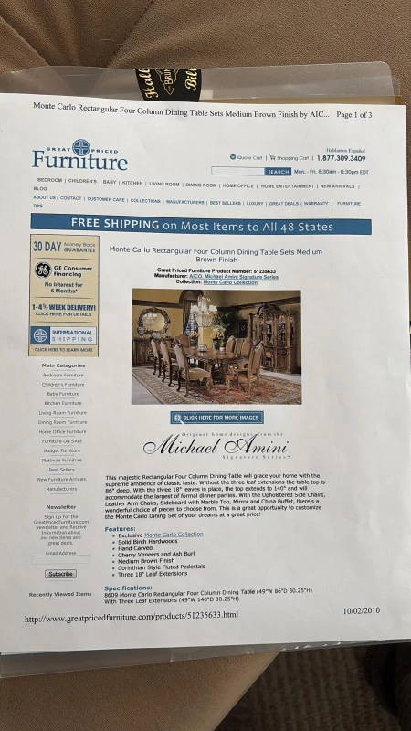 Michael Amini Monte Carlo Dining Table Set - Brown Finish - photo 3