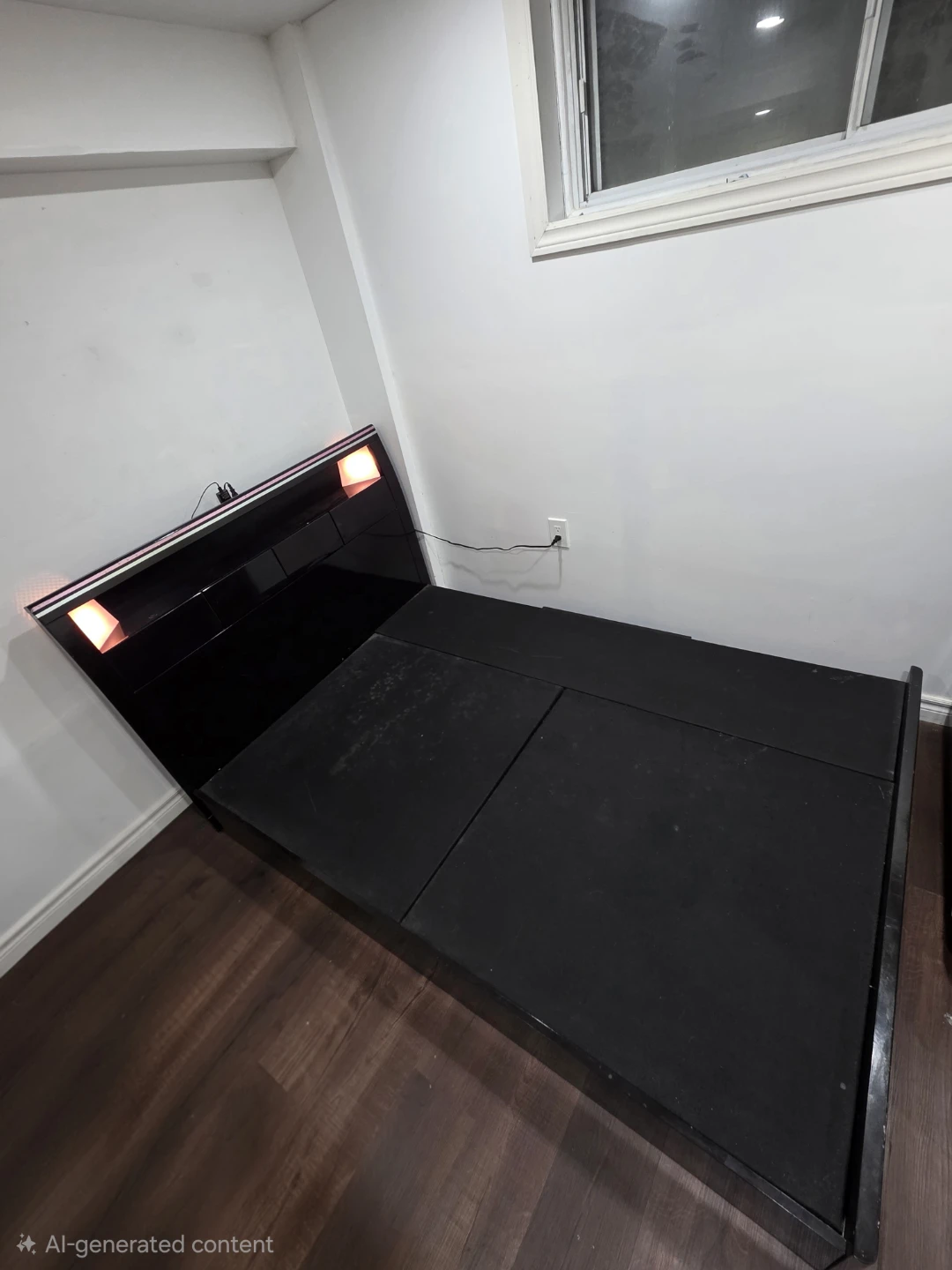 Black Bed Frame with LED Headboard - double size - photo 2