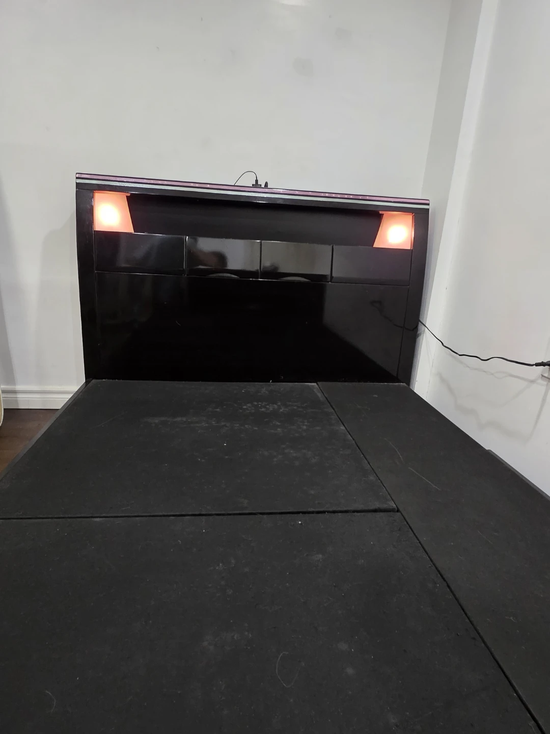 Black Bed Frame with LED Headboard - double size - photo 3