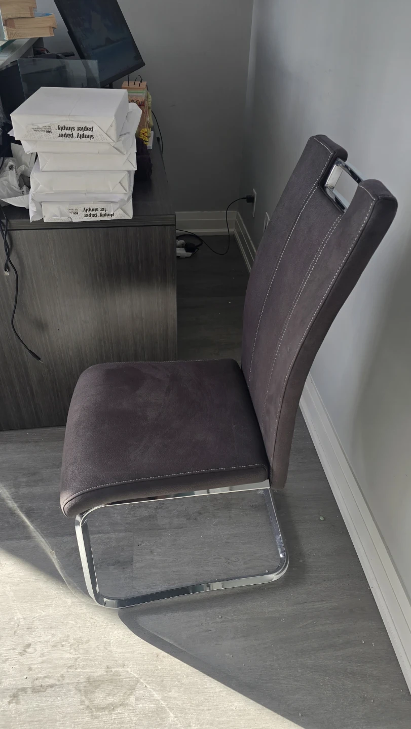 Dark Grey Dining Chair with Chrome Accents - photo 2