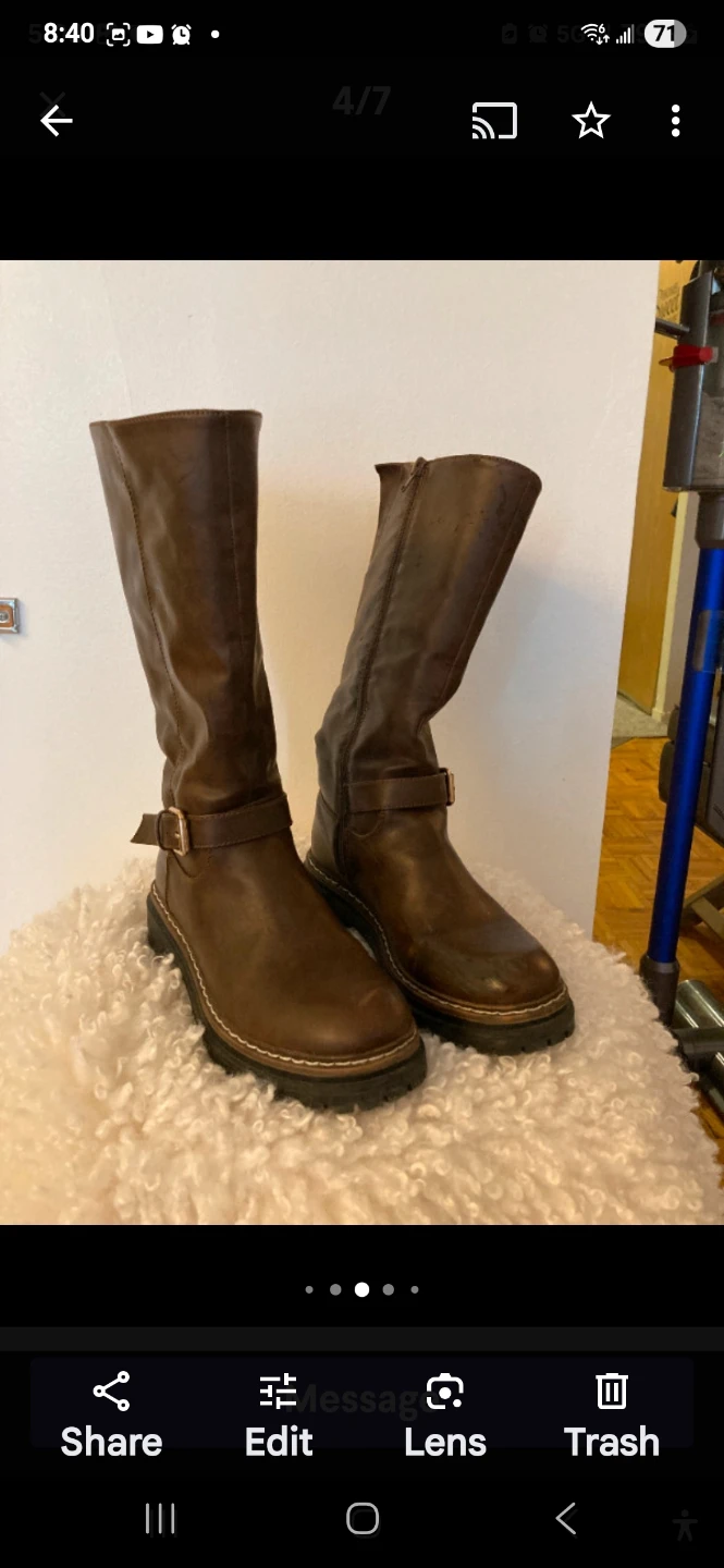 Brown Knee-High Boots with Buckle Detail