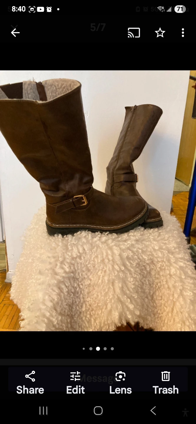 Brown Knee-High Boots with Buckle Detail - photo 2