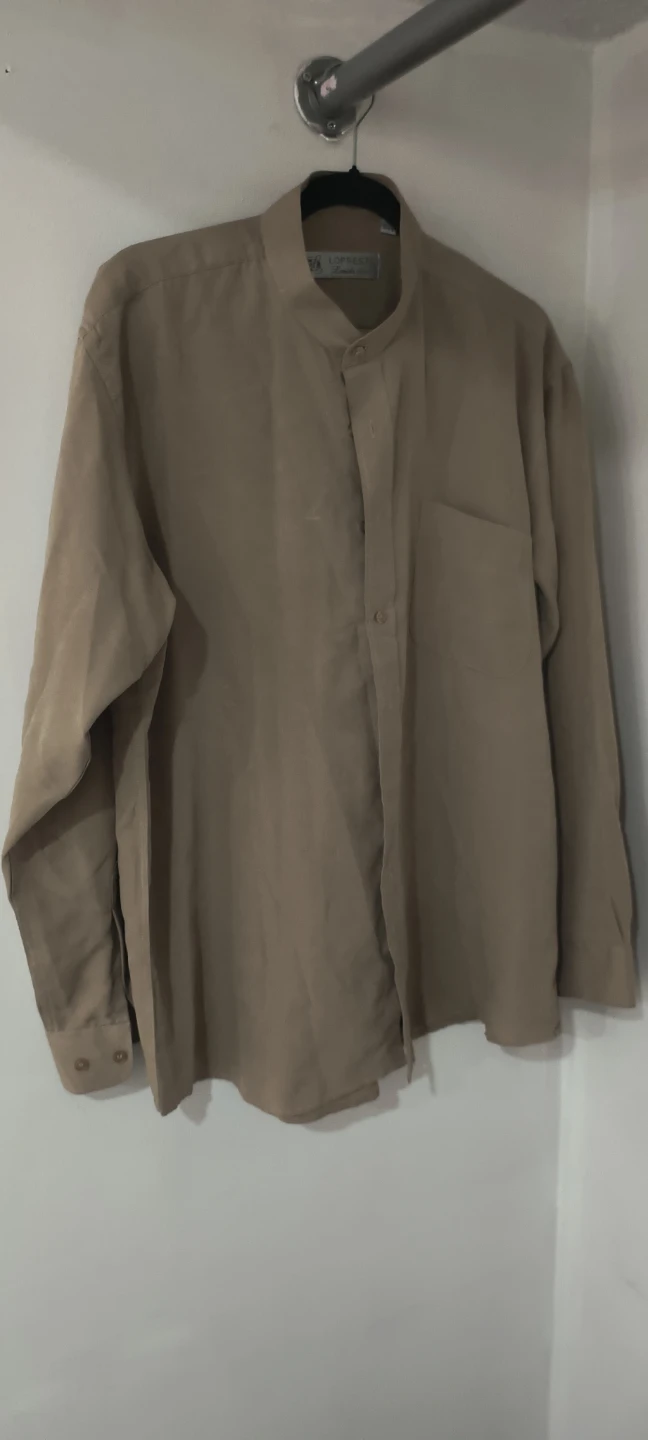 LOPRESTI Louda Group Beige Band Collar Button-Up Shirt - photo 4