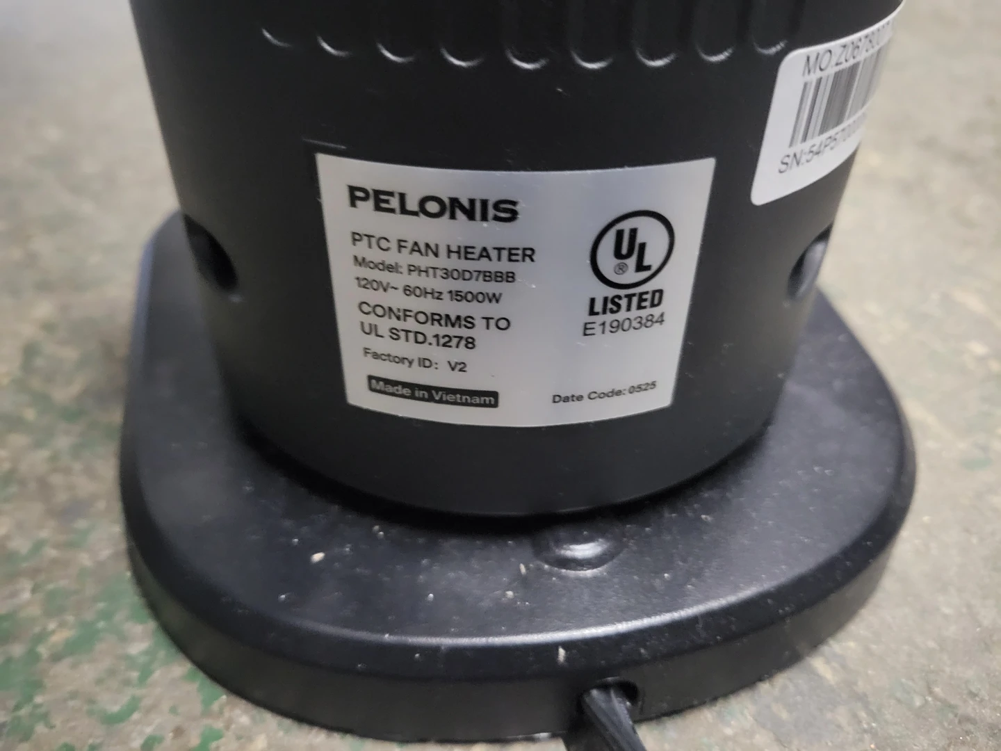Pelonis PTC Fan Heater - Model PHT30D7BBB - photo 4