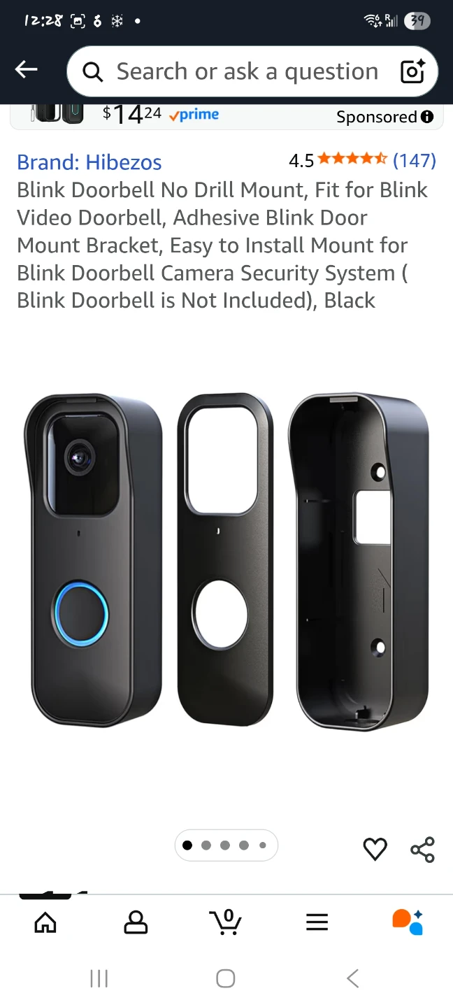 Hibezos Blink Doorbell No Drill Mount - Black