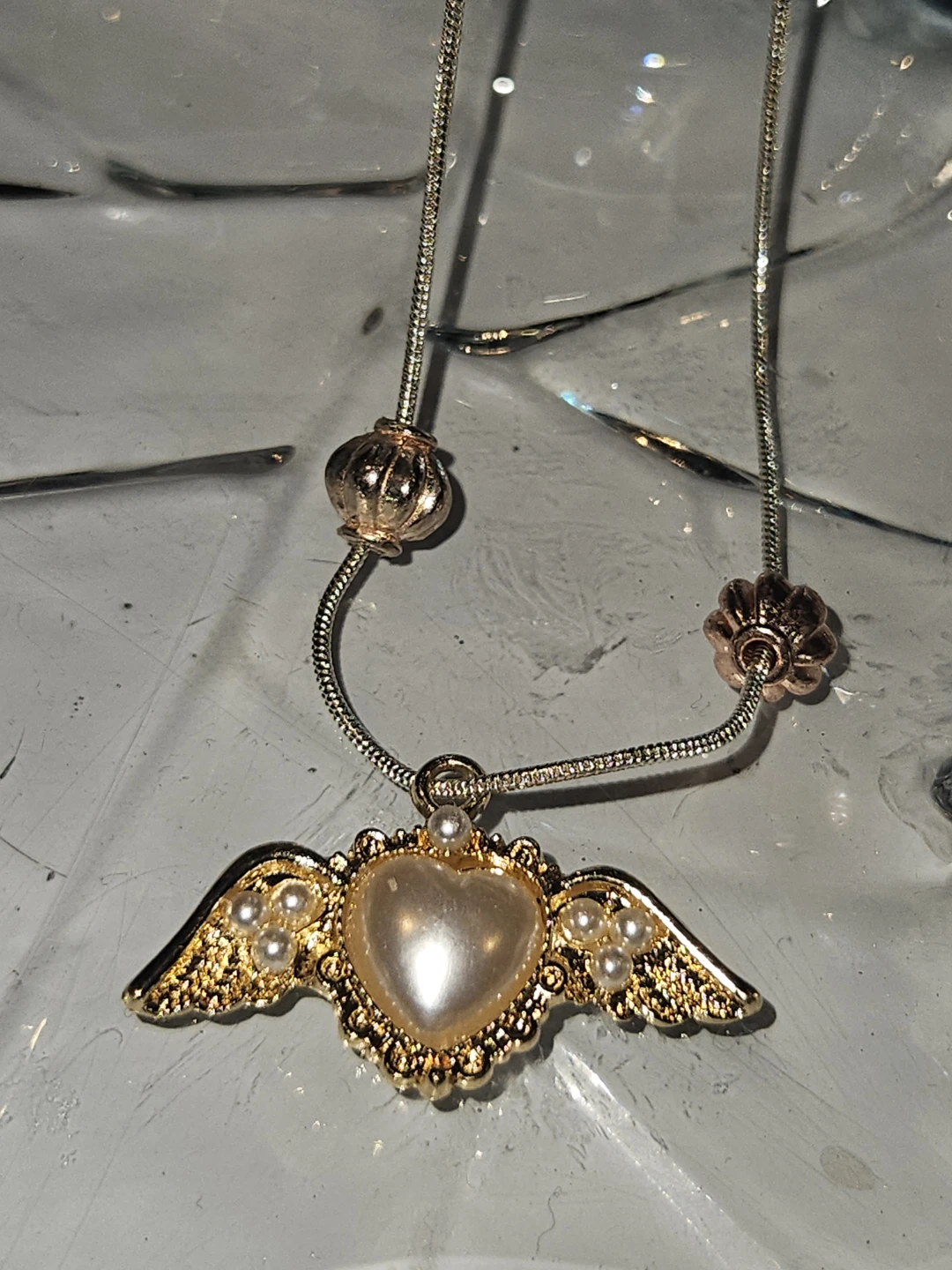 Silver S925 Italian Necklace  Heart & Wings Pendant Necklace - photo 3