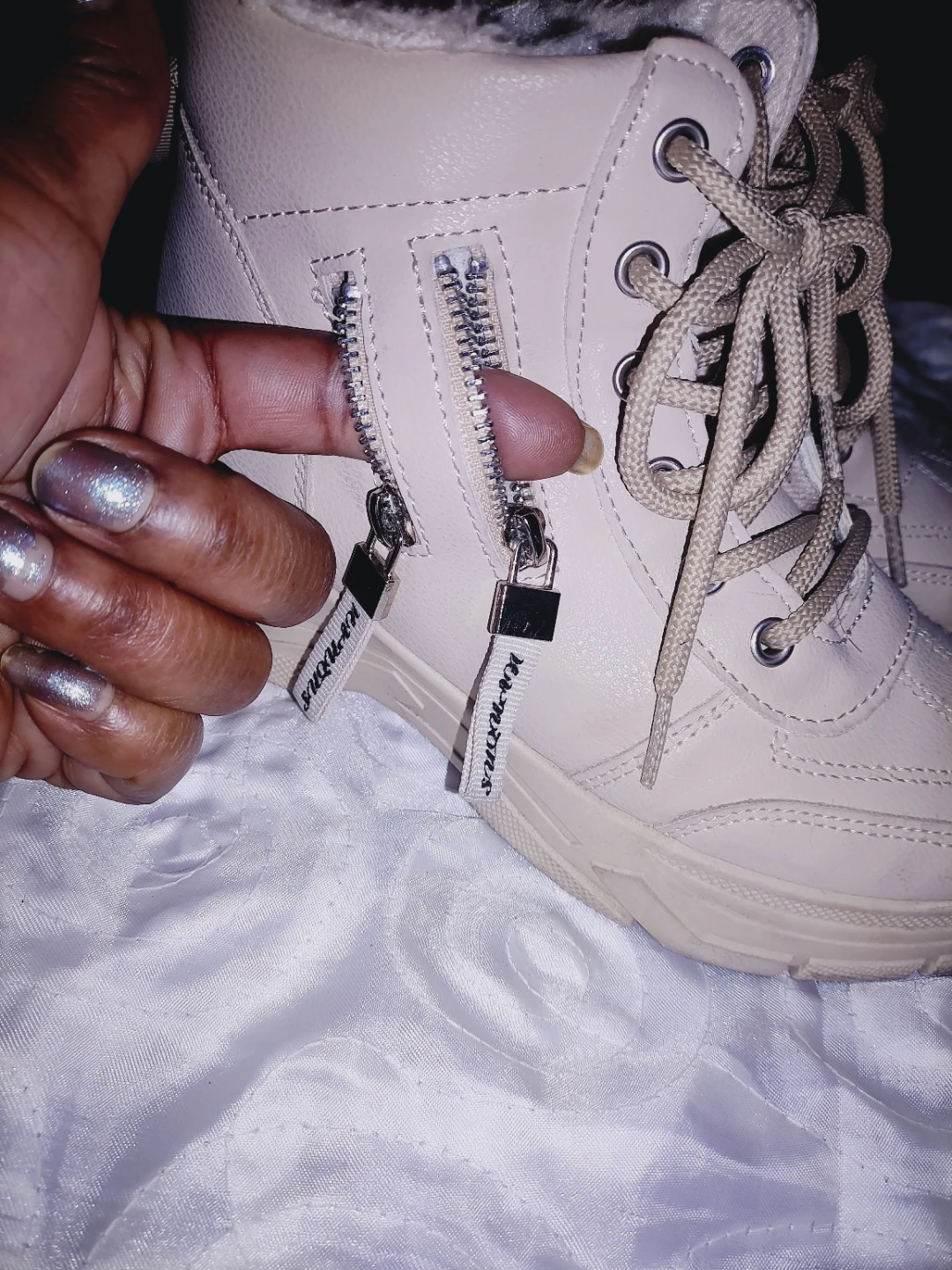 🥕Beige Winter lace up ankle boots with lining size 38 or used - photo 3